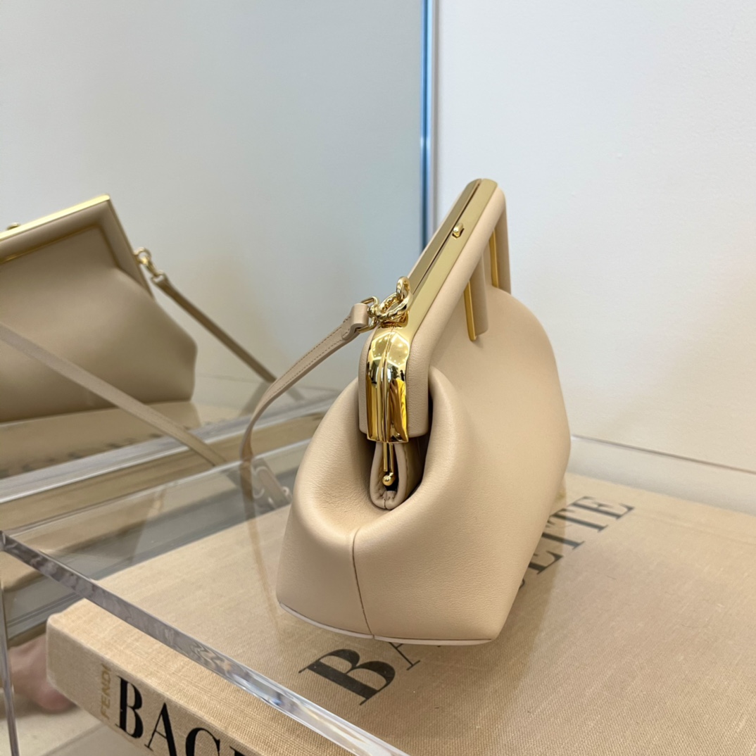 Fendi Small First Nappa Leather Shoulder Bag Beige